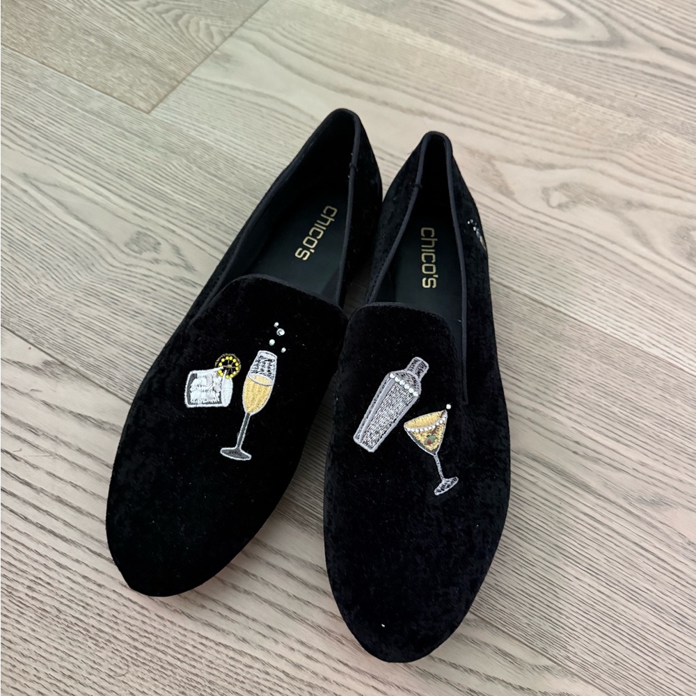 Chico's Black Velvet Loafers